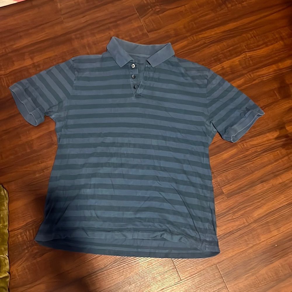 Mens Large Express Blue Striped Shirt - Good Condition